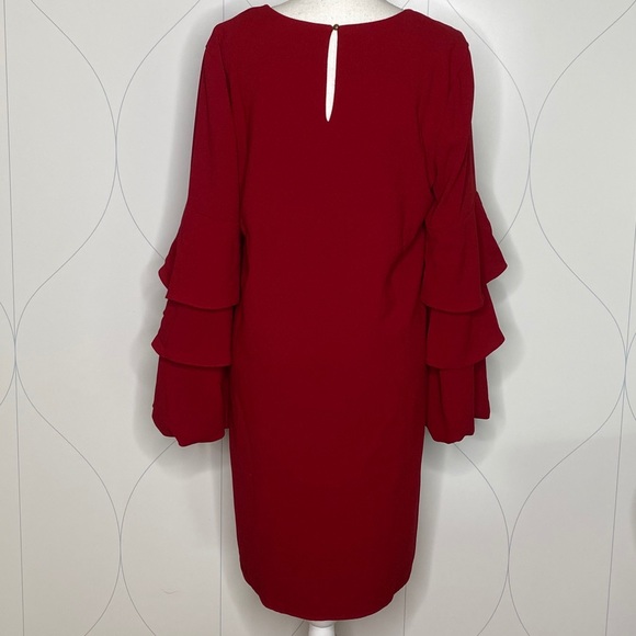 Charles Henry Tiered Ruffle Sleeve Dress red Large - Picture 2 of 6